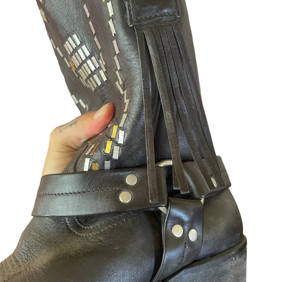 Golden Goose Deluxe Brand Leather Boots with silver Studded Butterfly Vero Cuoio - Picture 9 of 15